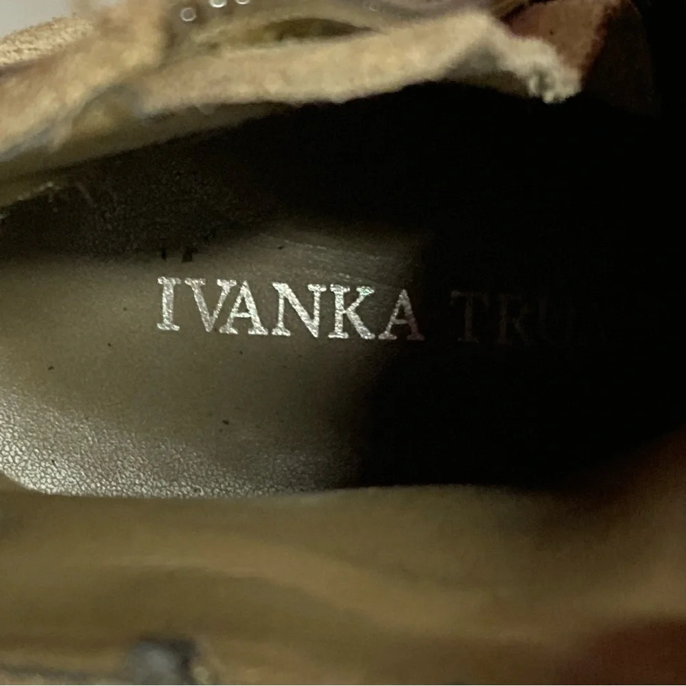 Ivanka Trump Tan and Brown Heel Ankle Booties Slip-On Style 6M ITFILOER-T
